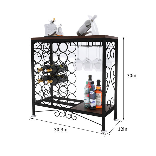 Red Barrel Studio® Dorsie 24 Bottle Floor Wine Bottle & Glass Rack in